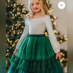 OLO Only Little Once Tiered Green Maxi Skirt, Size 4